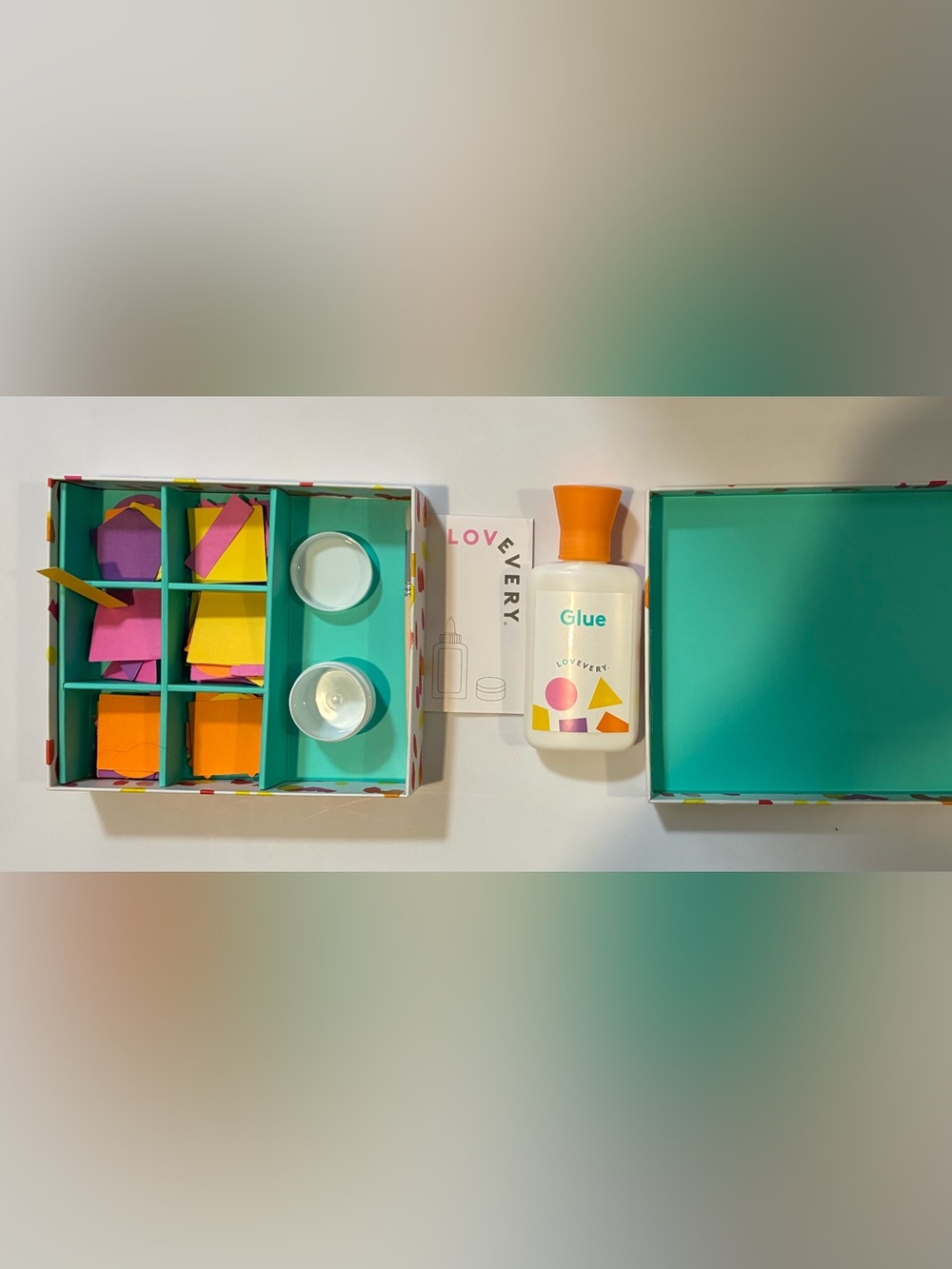 Lovevery Kids Craft Glue Kit with Colorful Paper Pieces